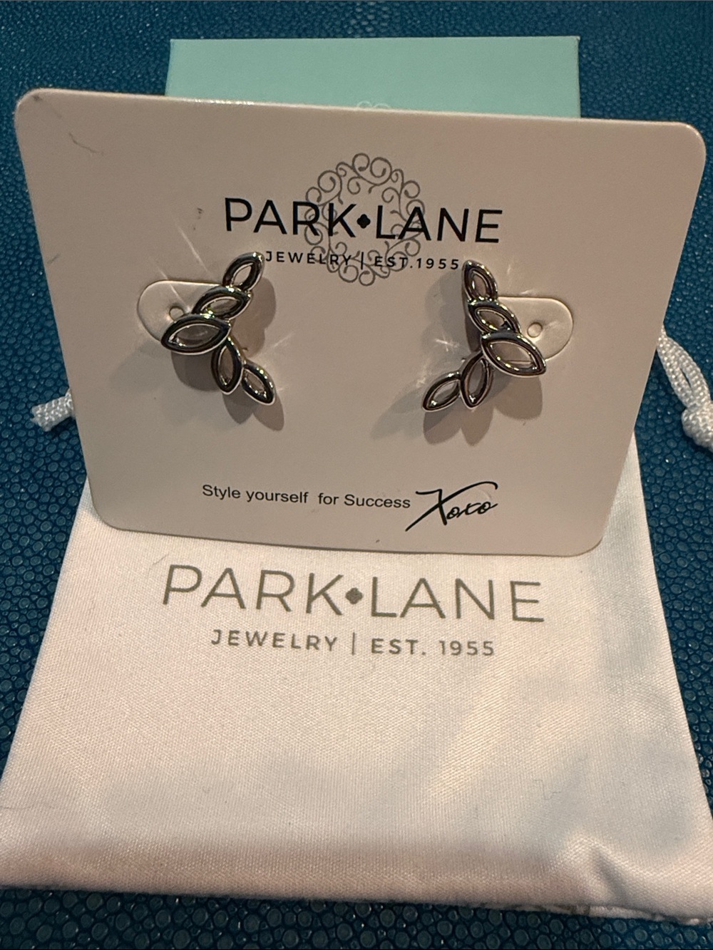 Park Lane Silver Leaf Cluster Stud Earrings